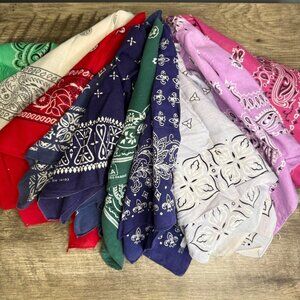 Vintage Bandana Lot Of 13 Made In USA Fast Color Have A Hank Paris Paisley